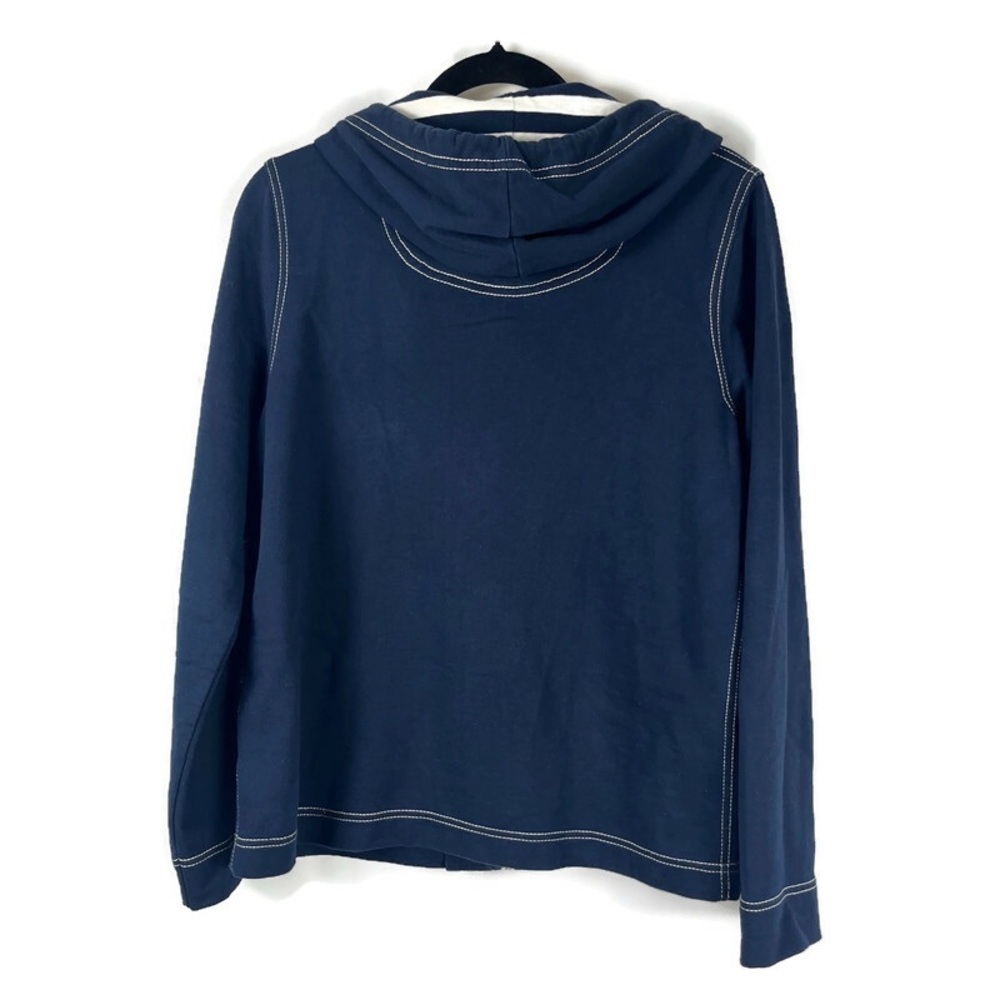 Anne Klein Sport Women's Activewear Blue Hooded Nautical Full Zip Jacket Size L - Picture 3 of 10